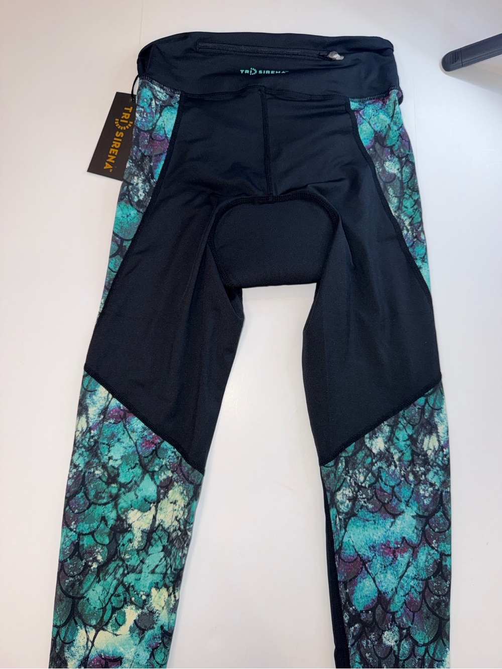 Tri Sirena Black & Teal Printed Cycling Joggers